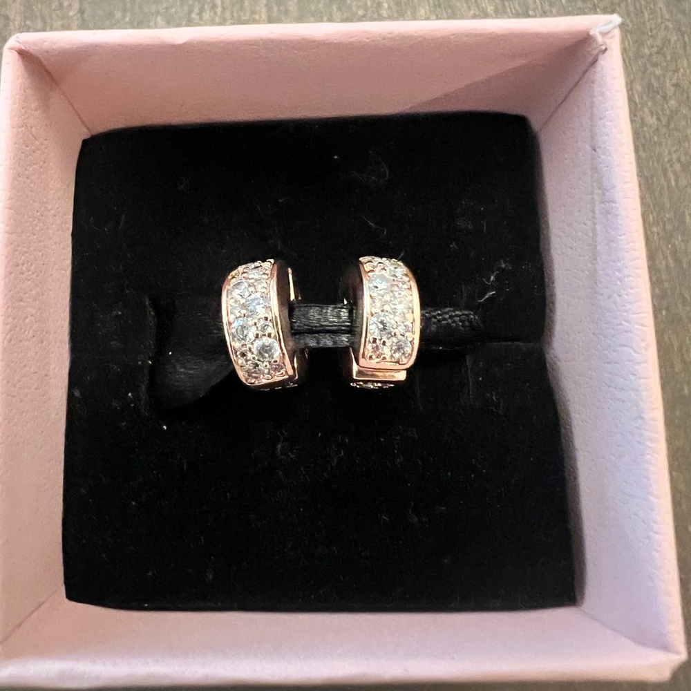 Pandora Rose Gold & CZ Clips for Charm Bracelet